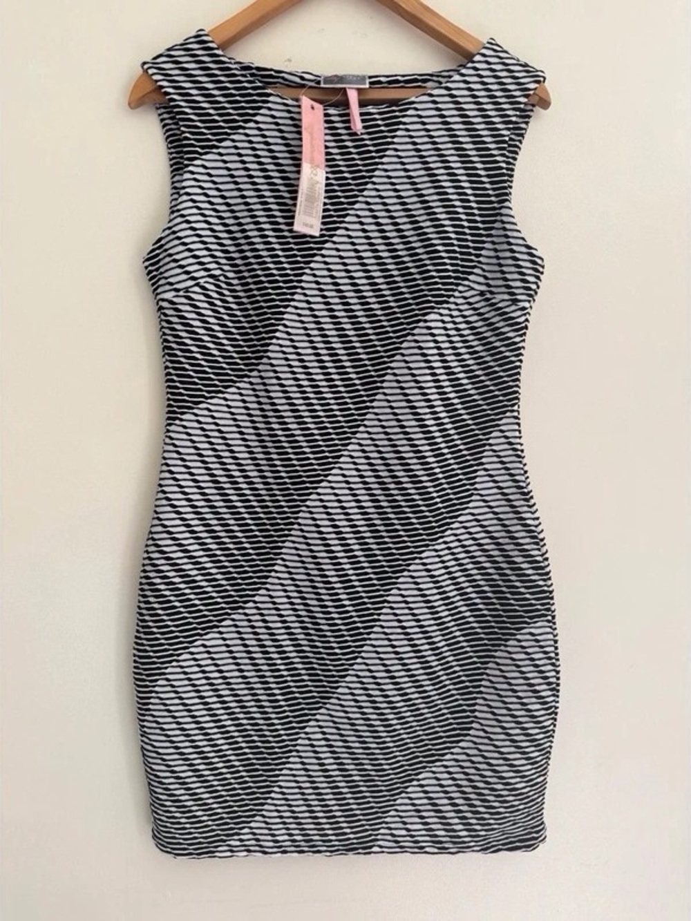 Black and White Sleeveless Textured Mini Dress